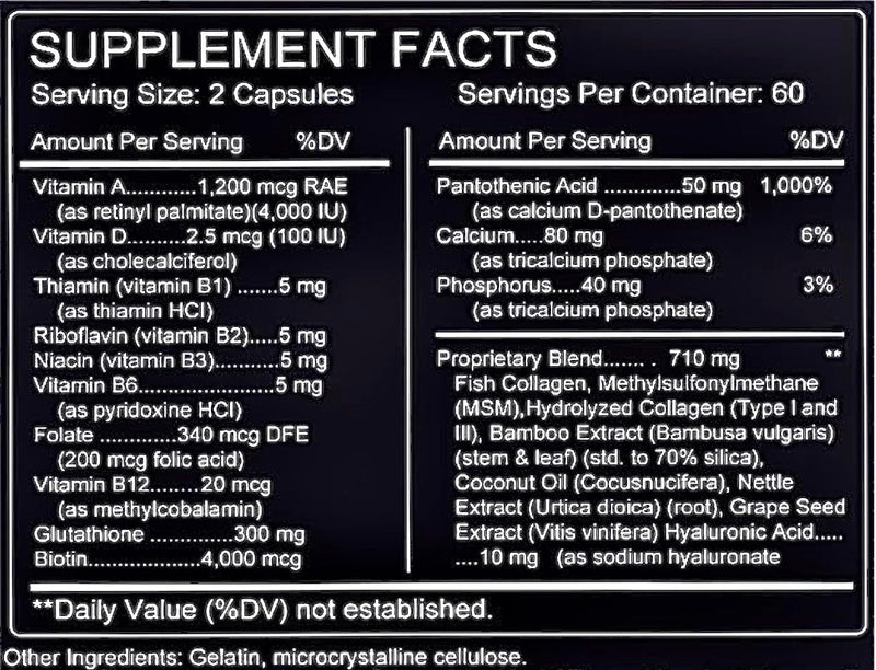 TheraSuva Complete Multi Collagen Complex – Types I, II, III, V & X + Biotin & Vitamin C – Hair, Skin, Nails & Mobility Support, 2 Month Supply, 120 Softgels