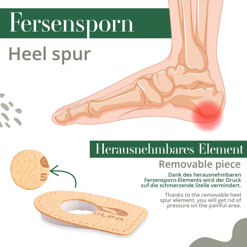 [Australia] - SULPO 2 pairs of heel spur heel cushions - insoles for shoes - heel spur insoles made of leather and latex foam - pain relief - Achilles tendon insoles - heel cushion for men and women beige heel spur 35-41 