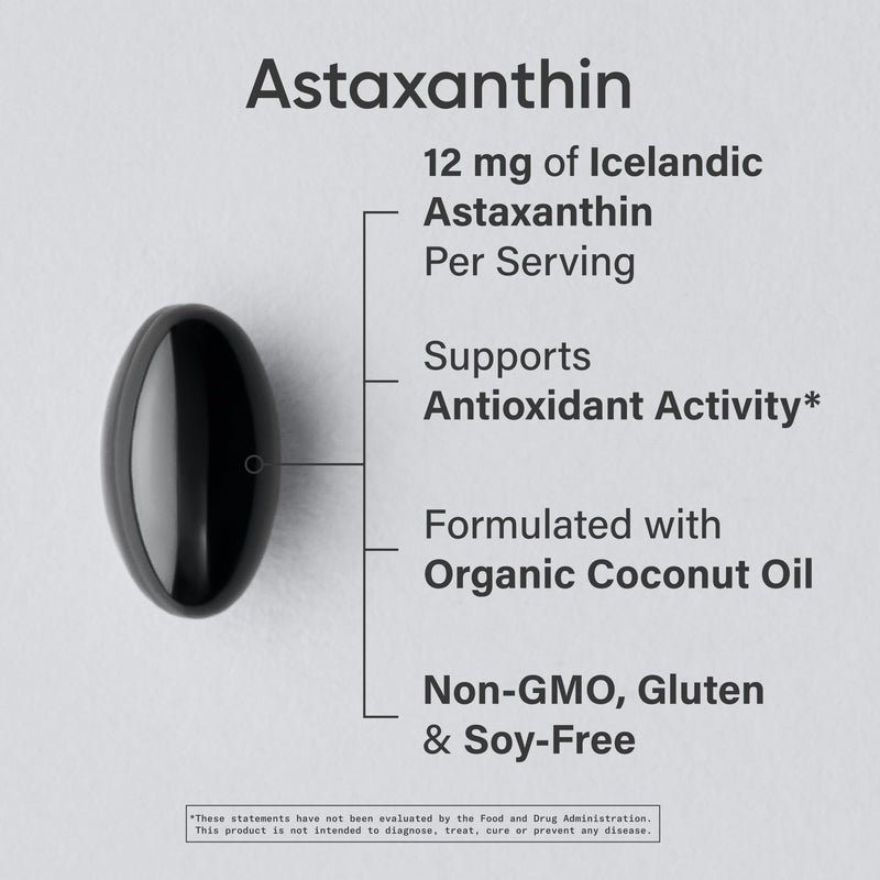 Sports Research® Icelandic Astaxanthin 12mg w/Coconut Oil, 60 Softgels | Triple Strength Antioxidant Supplement for Skin & Eye Health Support* | Soy-Free, Non-GMO, Gluten-Free