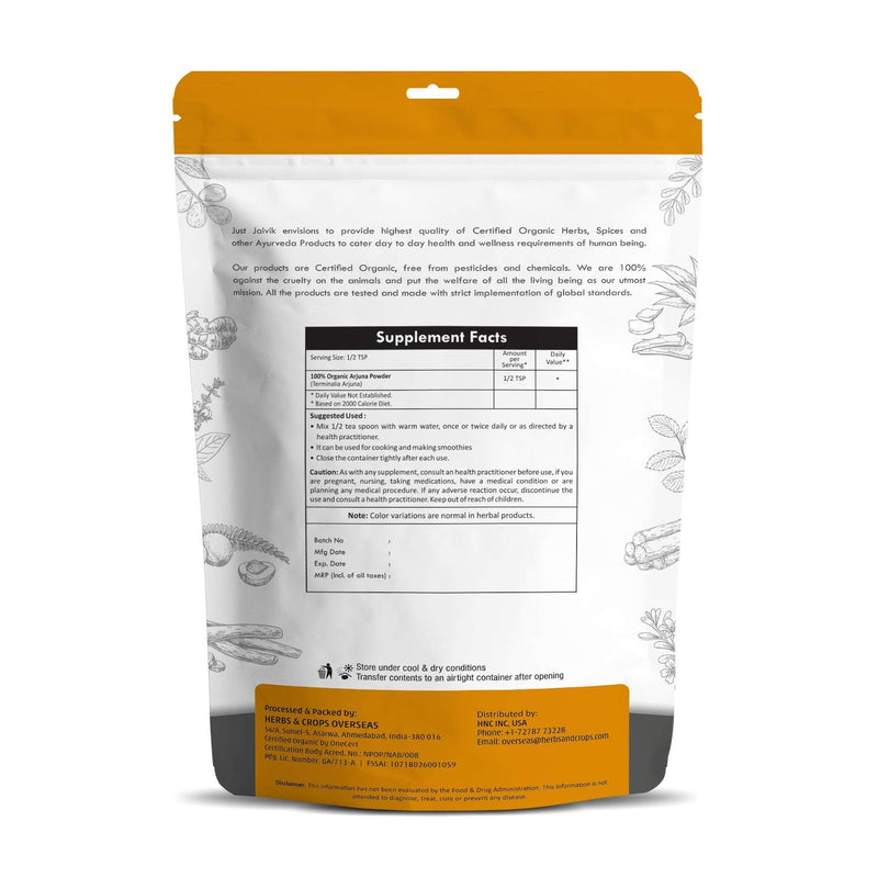 [Australia] - 100% Organic Arjuna Bark Powder (Terminalia Arjuna) 1/2 LB, 08 oz, 227g USDA Certified Organic- Biodegradable Resealable Zip Lock Pouch Traditional rejuvenative and Tonic for The Heart* 