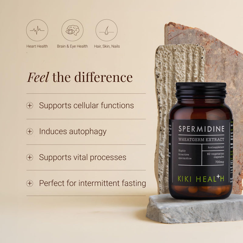 KIKI Health - Spermidine, Wheatgerm Extract - Highly Bioactive Spermidine - Supports Cellular Functions and Vital Processes - Perfect for Intermittent Fasting - 60 Vegicaps