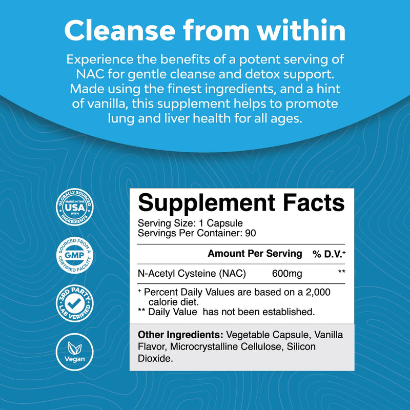 [Australia] - Natures Craft NAC Supplement N-Acetyl Cysteine 600mg- High Absorption NAC 600 mg Capsules Glutathione Precursor for Liver Cleanse Detox Kidney Support Lung Health Immunity and Brain Supplement 