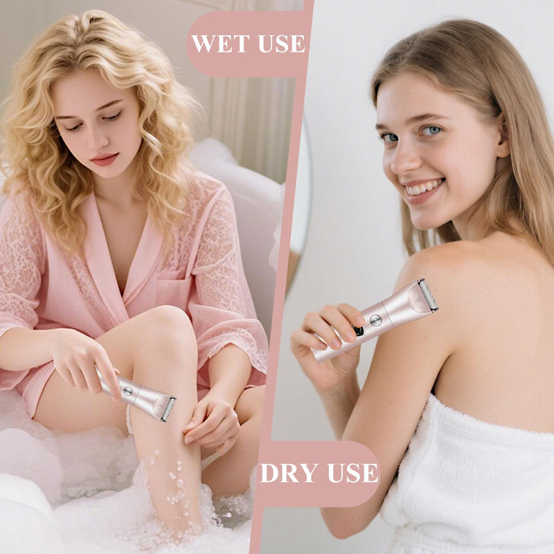Bikini Trimmer for Women, 5 in 1 Painless Electric Shaver, Waterproof Wet & Dry Body Shaver, Rechargeable Pubic Hair Trimmer for Women,Replaceable Lady Razor for Underarm Leg Arm Body (5 in 1)