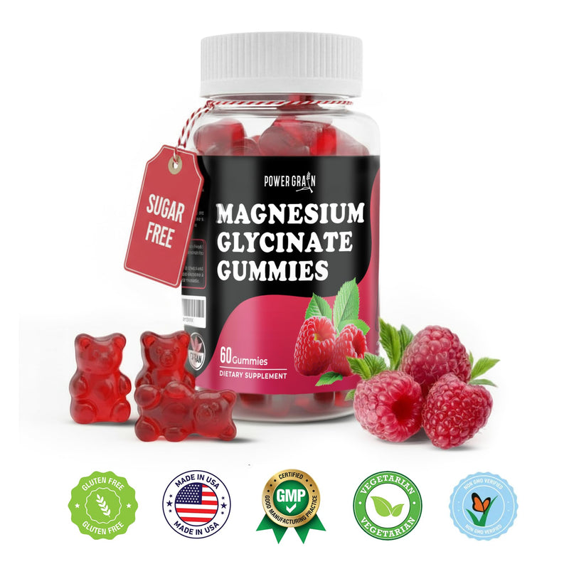 Magnesium Glycinate Gummies (400mg / Serving) - Sugar-Free Magnesium Gummies for Women, Men & Kids, Muscle, Nerve, Bone & Heart Support, Relaxation & Sleep Support - 60 Serving