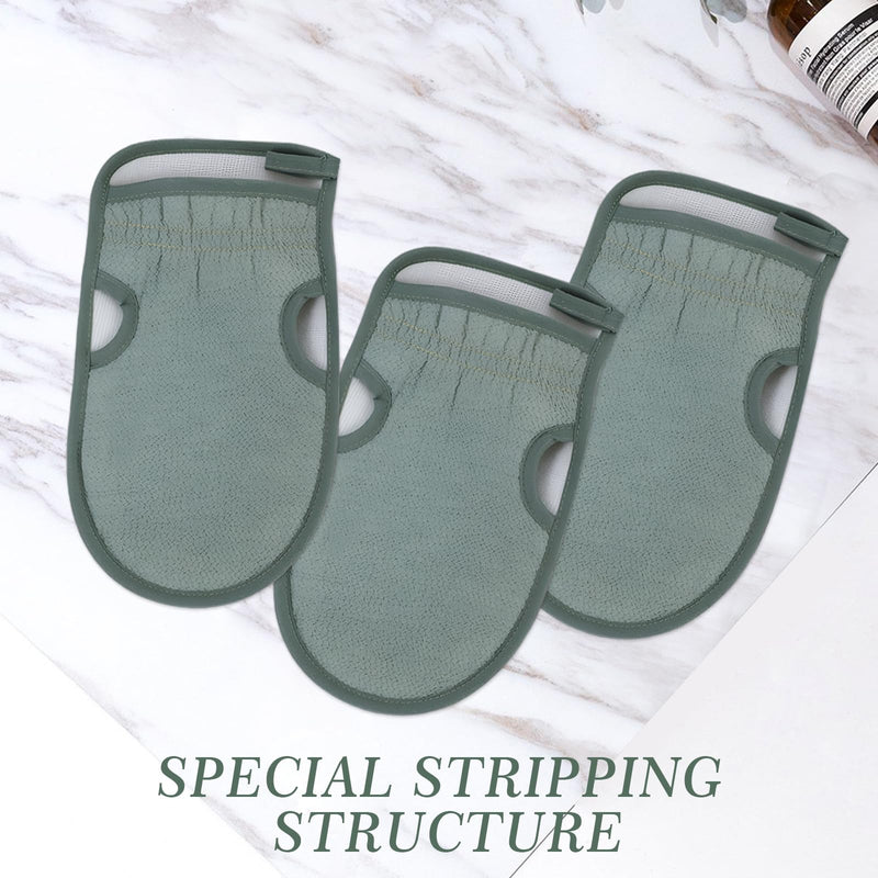[Australia] - Pack of 4 peeling gloves, body peeling gloves, exfoliating gloves, hammam peeling gloves for hammam, sauna, shower, body peeling (Nordic green) 
