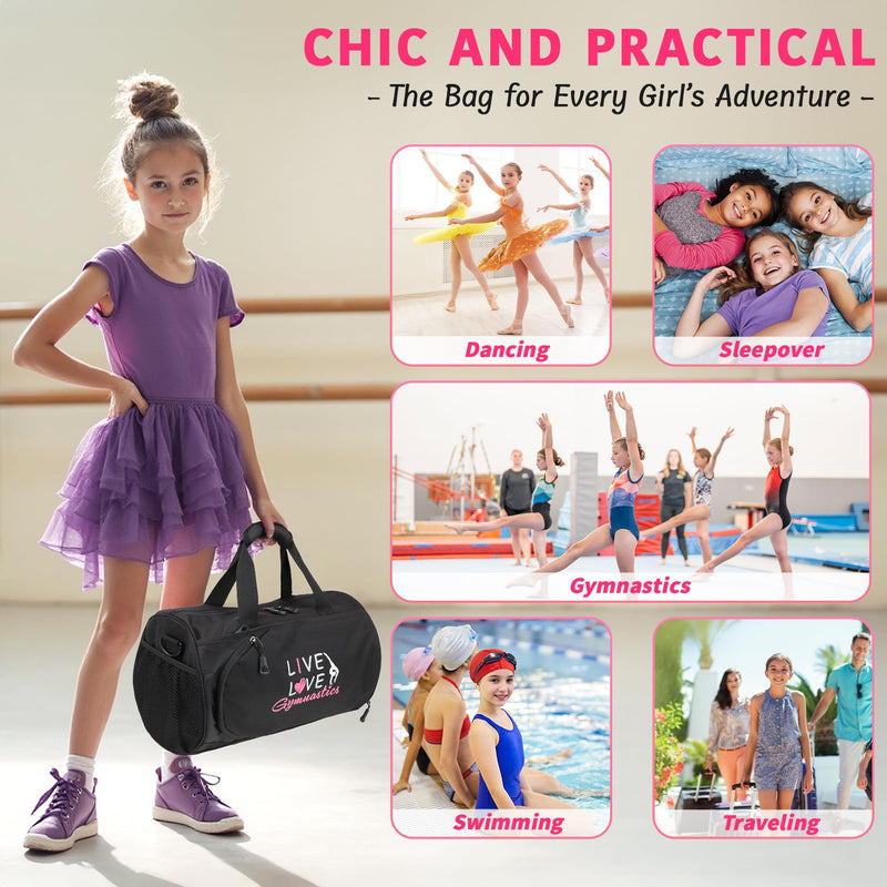 kilofly Girl's Ballet Dance Sports Gymnastics Gym Duffel Bag Travel Carry On 16.5 inch s4