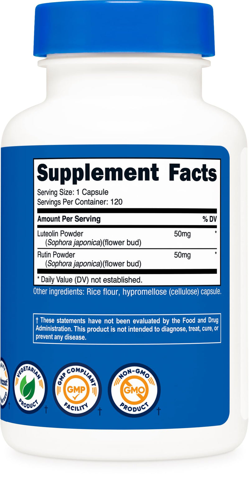 Nutricost Luteolin with Routine Complex 100mg (50mg Luteolin, 50mg Routine) 120 Capsules - Vegetarian, Non-GMO, Gluten Free