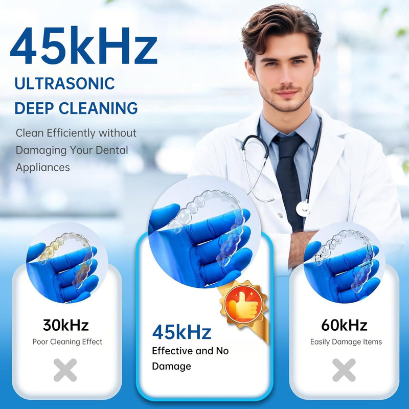 [Australia] - Wireless Ultrasonic Cleaner,Westdeer 45kHz,UV Cleaning,for Dentures,Watch Bands,Toothbrush Heads,Pacifiers,Jewelry Rings,4 Modes,210ml Capacity,Travel (white) White 