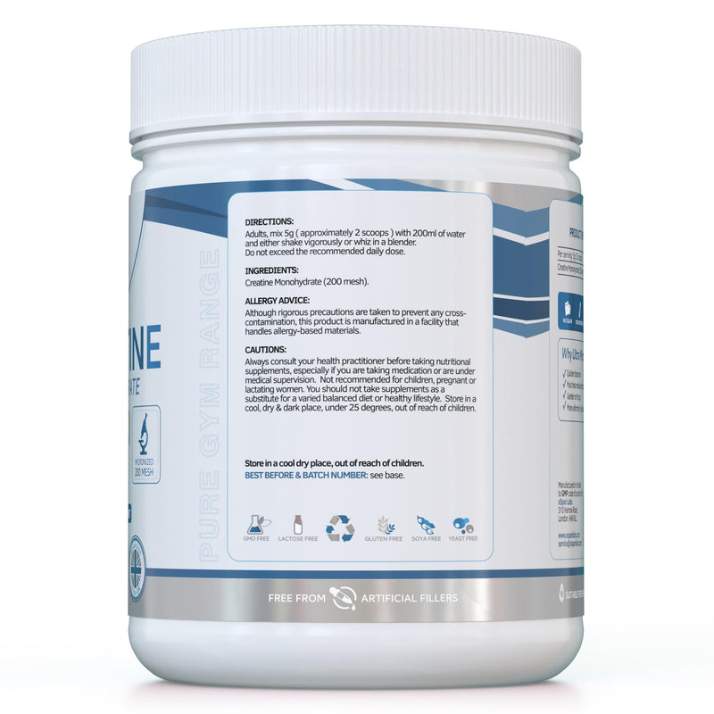 Creatine Monohydrate Powder 500g – Ultra Micronized 200 Mesh for Superior Absorption - Pure, Unflavoured Creatine Mono Powder - Vegan-Friendly & UK Made - 100 Servings of 5g