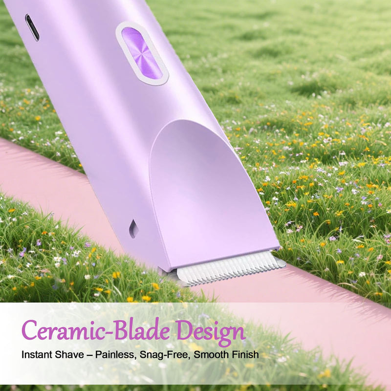 [Australia] - 2-in-1 Bikini Trimmer for Women, Bikini Shaver, Dual Head Electric Razor, IPX7 Waterproof Wet/Dry, USB Rechargeable for Pubic/Underarm/Leg, Pink Purple 