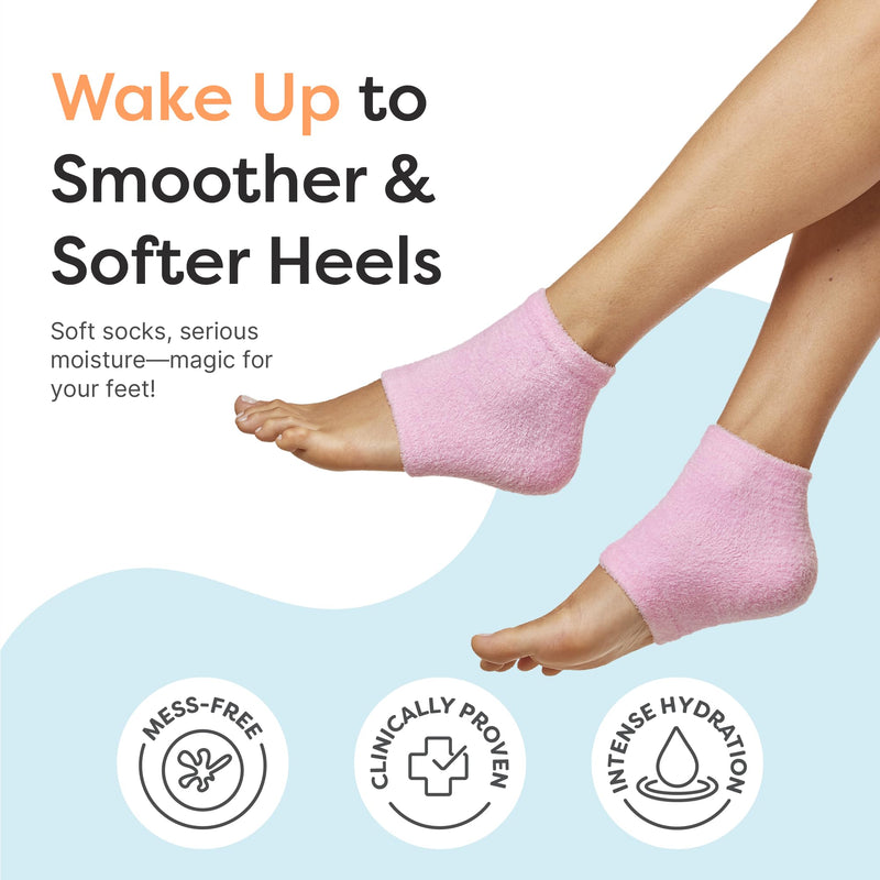 [Australia] - ZenToes Foot Care Kit – Exfoliating Foot Mask for Dry Cracked Feet with Urea, Niacinamide & Rose Extract (3 Pairs) + Hydrating Heel Socks with Vitamin E and Olive Oil (Fuzzy Pink) 