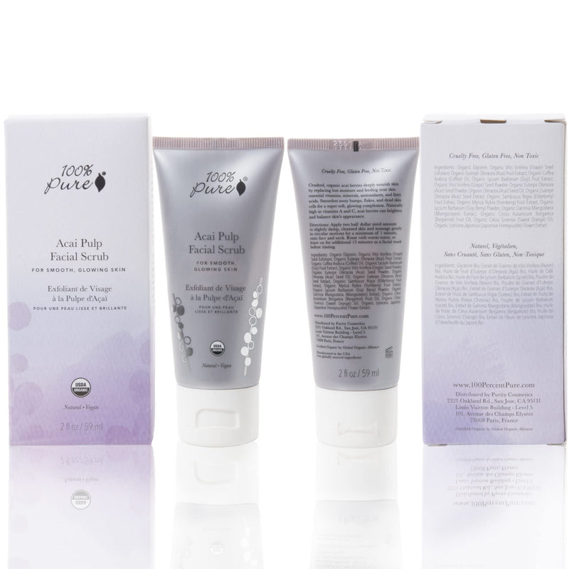 100% PURE Acai Pulp Facial Scrub, 2 fl oz | Exfoliating; for combination skin; Organic