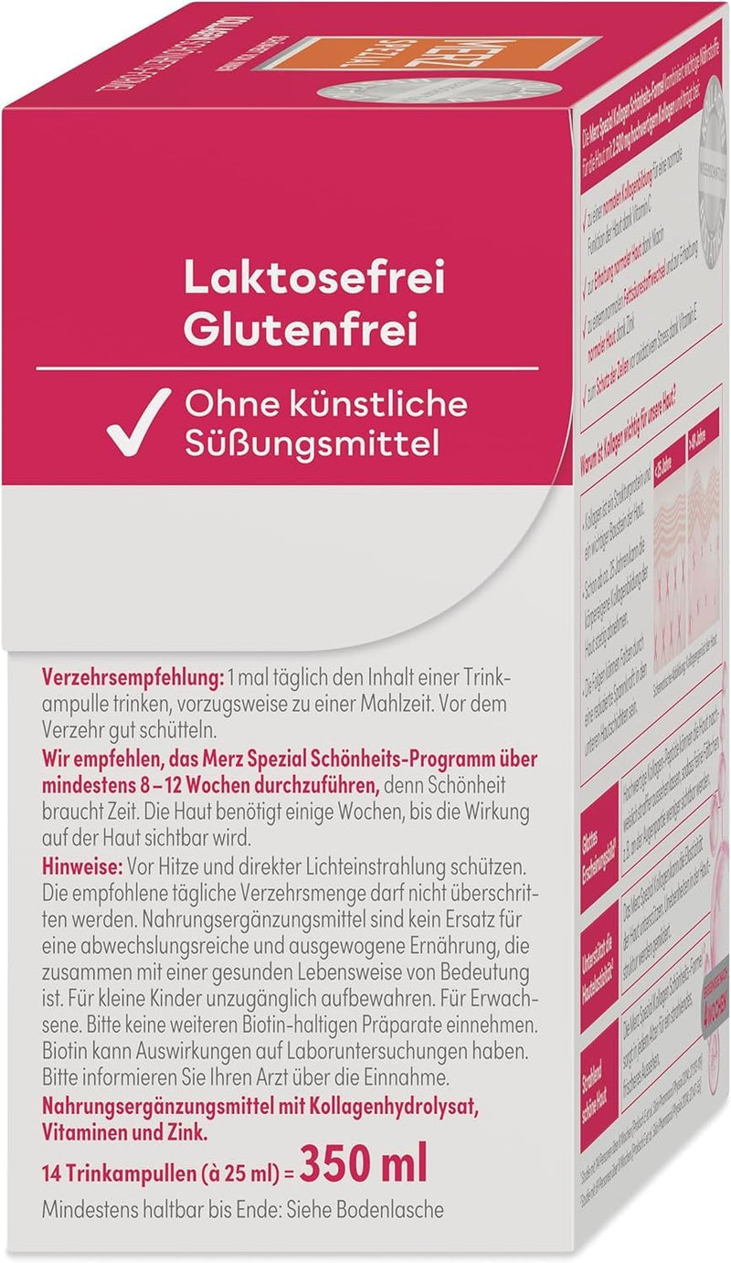 [Australia] - Merz Spezial Collagen Beauty Formula Drinking Ampoules - High-quality beauty ampoules with collagen hydrolyzate complex, biotin, niacin, zinc, vitamin C & E - 14 x 25 ml 