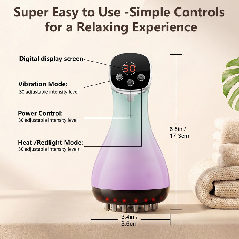 Lymphatic Drainage Massager，Anti Cellulite Massage Tool | Helps Reduce the Appearance of Cellulite, 4-in-1 Body Sculpting Machine with Heat, Light, Vibration & Microcurrent
