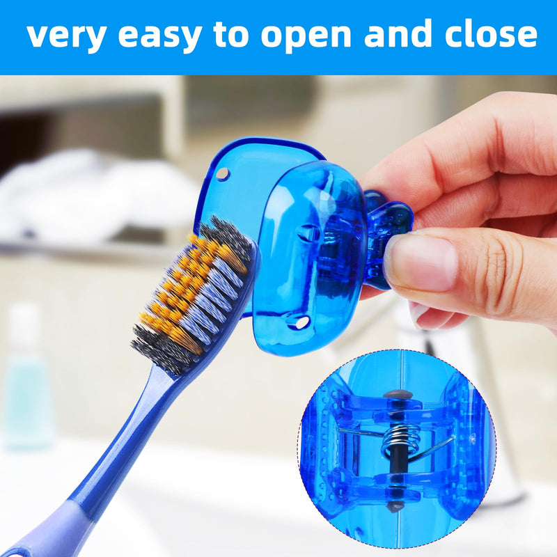[Australia] - 6 Pack Toothbrush Covers Portable Toothbrush Protector Coverings Clips Tooth Brush Storage Head Cover Cap for Kids Bathroom Home Travel Tooth Brush Case Red Blue Green Orange Gray Clear 