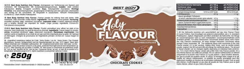 [Australia] - Best Body Nutrition - Holy Flavor - Flavor Powder - Chocolate Cookies - 250 g can - Flavor powder for refining food and drinks - with chocolate cookie flavor 