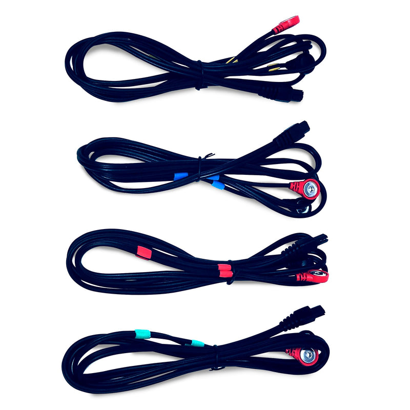 Discount TENS Brand - Lead Wires Compatible with Compex, Snap, 4 Pack | Molded strain-relief sleeves, durable flexible insulated cable resists kinking and breakage, connects 2 electrodes per wire Compex Snap