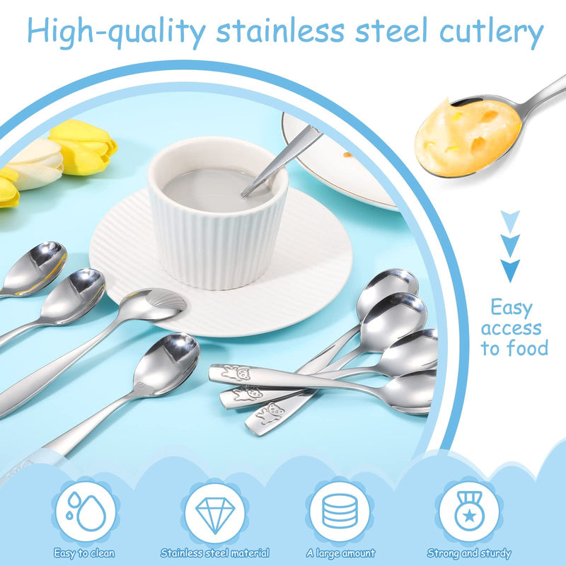 [Australia] - Pimoys 9 Pieces Toddler Spoons Kids Spoons, Kids Silverware Stainless Steel Toddler Utensils Metal Kids Cutlery Set Baby and Children Safe Flatware, Perfect for Small Hands 9 Silver Spoons 