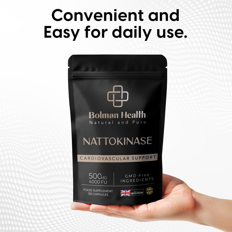 Nattokinase 500mg | 4000 FU per Capsule | 120 Capsules | Nattokinase Enzyme Supplement (from Soy) | Supports Circulation & Cardiovascular Function | Vegan HPMC Capsules | Non-GMO 120 count (Pack of 1)