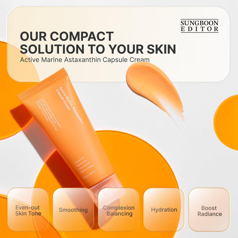[Australia] - SUNGBOON EDITOR Active Marine Astaxanthin Capsule Cream 50ml | Facial Cream for Brightening | Deep Hydration, Soothing, Moisturizer 