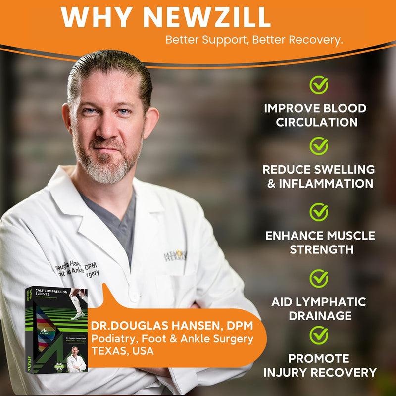 NEWZILL Compression Calf Sleeves (20-30mmHg) for Men & Women Perfect Option to Compression Socks for Running Travel Nursing [3-pairs] White/Pink/Green L/XL (see Size Chart)