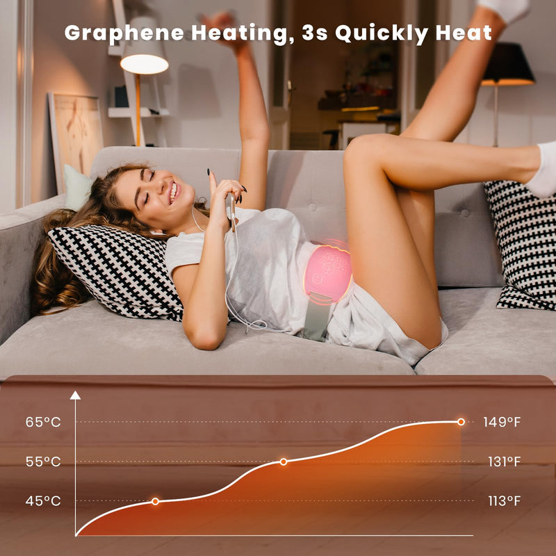 [Australia] - Period Heat Belt, Nalezuns Portable Heating Belt Heat Belt with 3 Heat Levels, USB Rechargeable Washable Electric Heating Pad for Pain Relief During Back, Abdomen/Stomach (Pink) Pink 