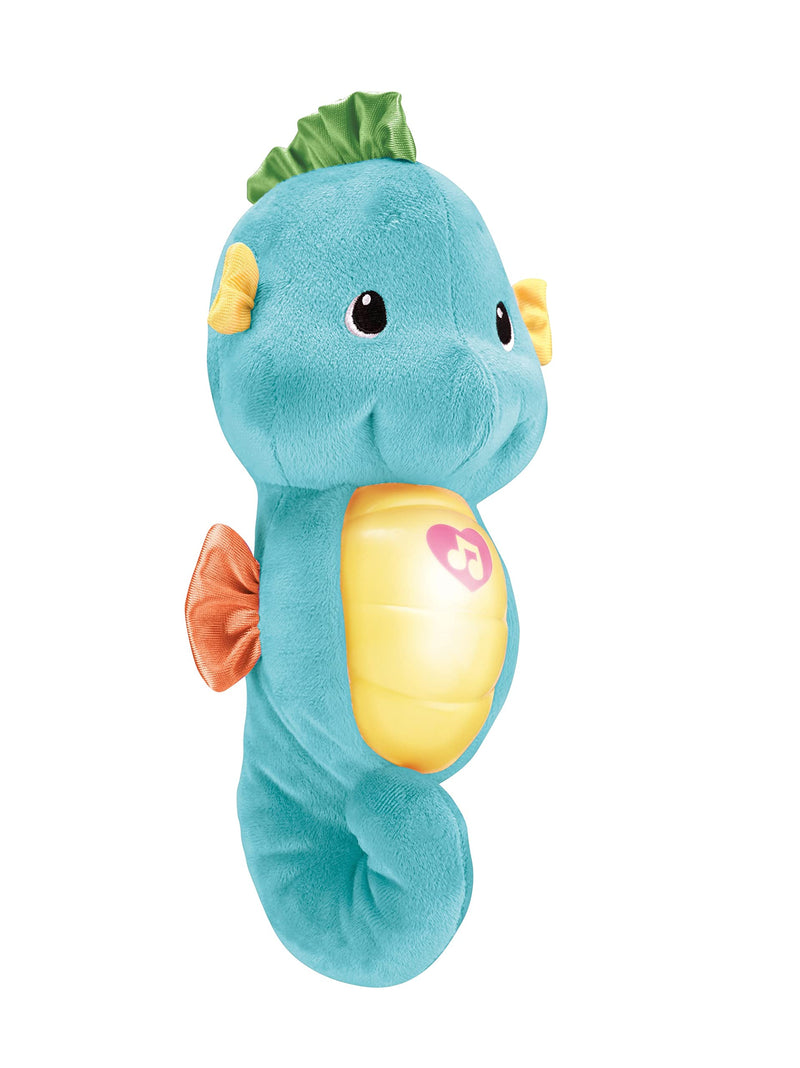 Fisher-Price Musical Baby Toy, Soothe & Glow Seahorse, Plush Sound Machine with Lights & Volume Control for Newborns, Blue