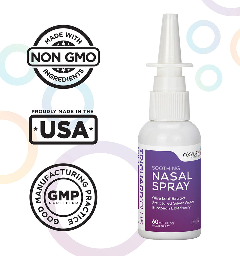 [Australia] - TriGuard Plus Colloidal Silver Nasal Spray with Olive Leaf Extract & Elderberry Extract | Sinus Treatment, Nose Spray & Immune System Booster 2 oz / 60ml, Made in USA 