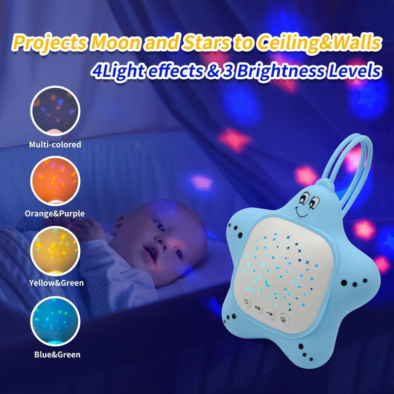 [Australia] - Portable Baby White Noise Sound Machine, Rechargeable Baby Soother with Projector Night Light for Deep Restful Sleep, Sleep Sound Aid Soother Calming Music for Travel,Nursery,Bedroom,Car,Crib Toys 