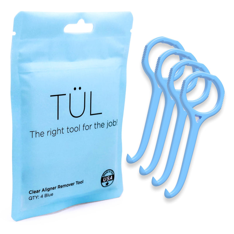 TÜL | Only Invisalign Remover Tool Made in The USA | Lifetime Replacements | Ortho Recommended Aligner Remover Tool & Retainer Remover Tool | Blue 4 Pack | Top Invisalign Accessories