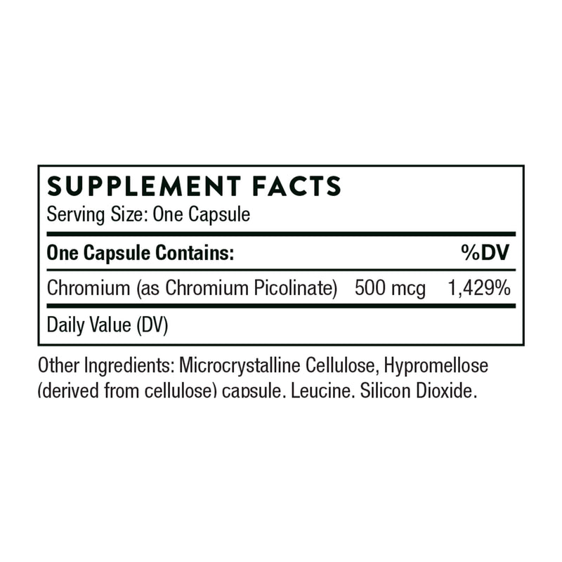 [Australia] - Thorne Chromium Picolinate - 500mcg Chromium - 60 Capsules Standard Packaging 
