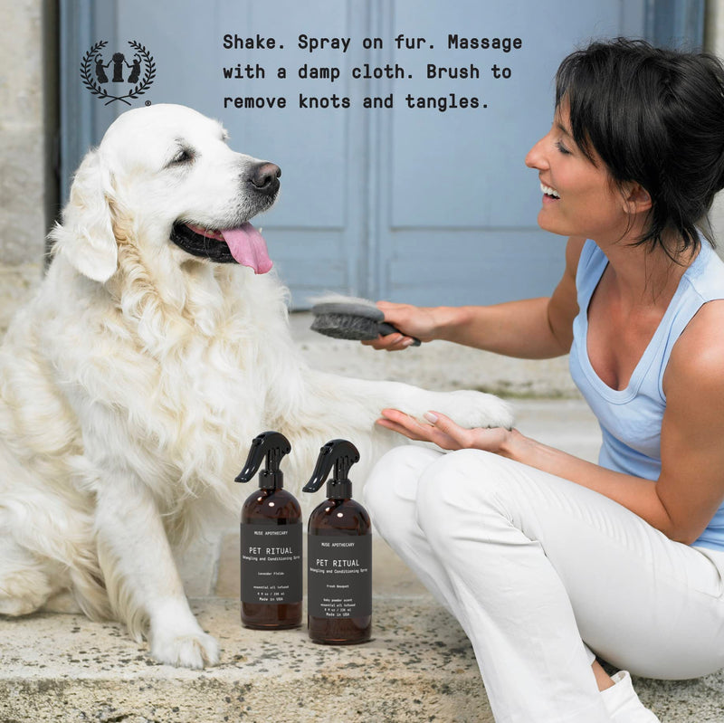 Muse Apothecary Pet Ritual Detangling Spray for Dogs & Cats, Cat & Dog Detangler, Dematting Conditioner, Essential Oils Infused 8oz Lavender Fields 8 Fl Oz (Pack of 1) - PawsPlanet Australia