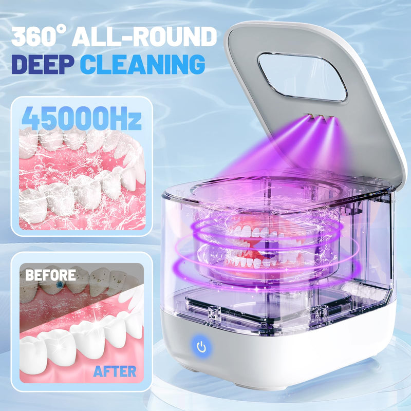 [Australia] - Sonolab Ultrasonic Retainer Cleaner Machine with Removable Tank and Cleaning Tablets, 45kHz Sonic Dental Cleaning Pod, 240ml Large Capacity Ultrasonic UV Cleaner for Dentures, Aligners, Mouth Guards 