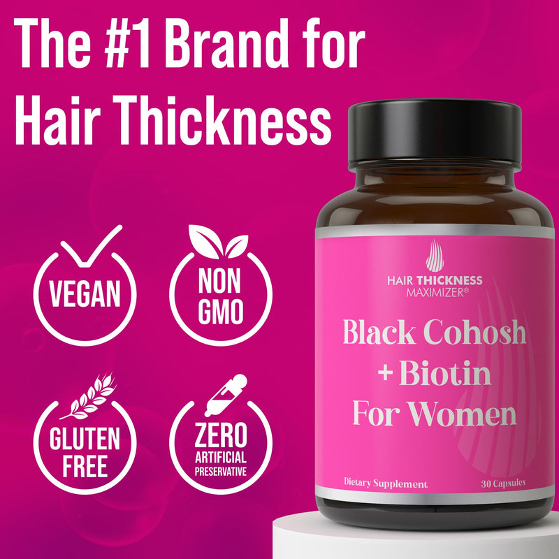 [Australia] - Black Cohosh + Biotin - Menopausal Hair Growth Supplement for Women. Menopause & Postmenopause Vitamins for Fuller Hair, Less Thinning, Hot Flashes. Black Cohosh, Biotin, & Chasteberry. Clean & Vegan 