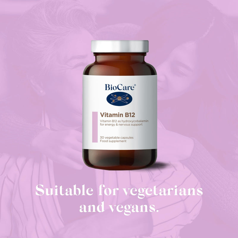 BioCare Vitamin B12 - for Energy & Nervous Support - Daily Supplement, Vegan - 30 Vegetable Capsules 30 count (Pack of 1)