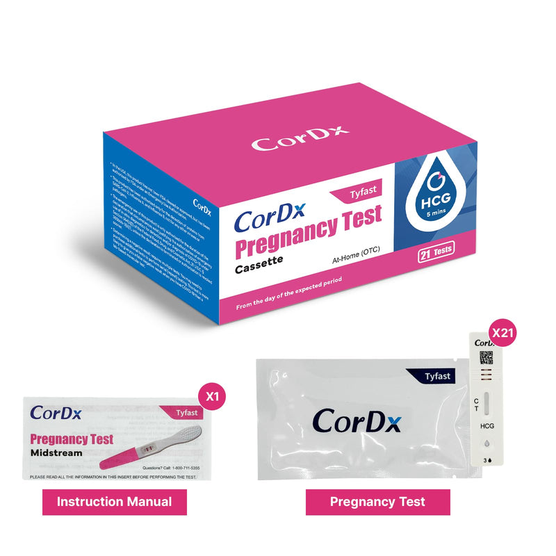 [Australia] - CorDx Early Detection Pregnancy Test Kit, Urine Tests for Easy at Home hCG Level Testing, Tester for Pregnant Women, Clear, Fast and Reliable Result with Over 99% Accuracy, 21 Pack Cassettes 21 Count (Pack of 1) 
