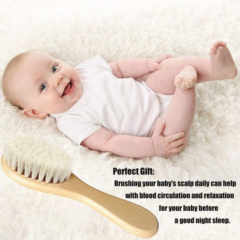 Baby Hair Brush, Goat Bristles Brush and Baby Cradle Cap Brush Set for Cradle Cap Wood Bristle Brush for Newborns and Toddlers (2 Piece) 2pcs (Green Silicone Brush)