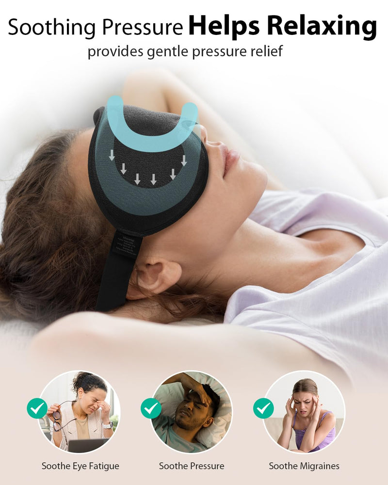 [Australia] - MABAO Weighted Eye Mask for Sleeping, Blackout 3D Contoured Sleep Mask with Adjustable Strap for Women Men, Memory Foam, Gentle Pressure Relief Comfort Eye Cover Blindfold for Insomnia & Travel -Black Black 