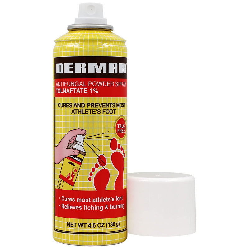 Derman Foot Powder Spray for Athlete's Foot, 4.6 Oz (Pack of 3) | Treatment Formula