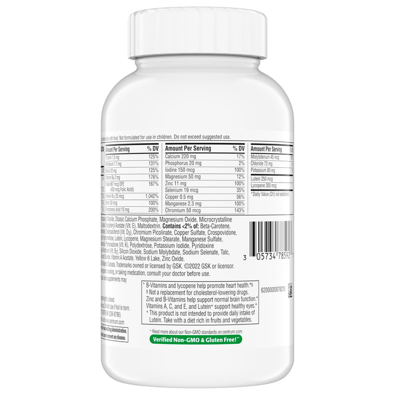 Centrum Minis Silver Multivitamin for Adults 50 and Over, 320 Tablets | Contains Vitamin D3, B Vitamins, Clinically Proven to Support Memory as You Age, GLP-1 Support Unflavored 320 Count (Pack of 1)