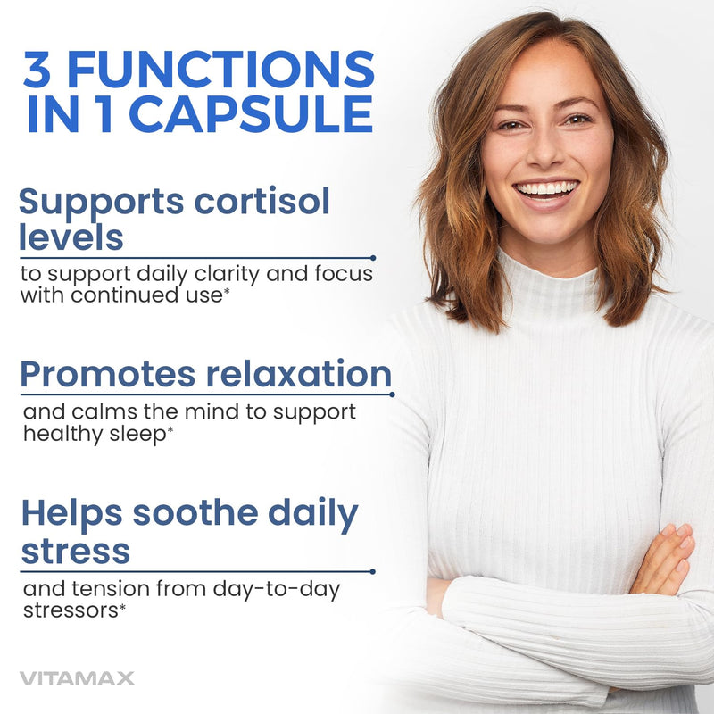 Corti-Calm Cortisol Supplement, L Theanine, Ashwagandha, Vitamin D 3, GABA for Relaxation, Fatigue & Focus with Ginkgo Biloba, Bacopa Monnieri, 5-HTP – Non-GMO, Made in USA – 60ct
