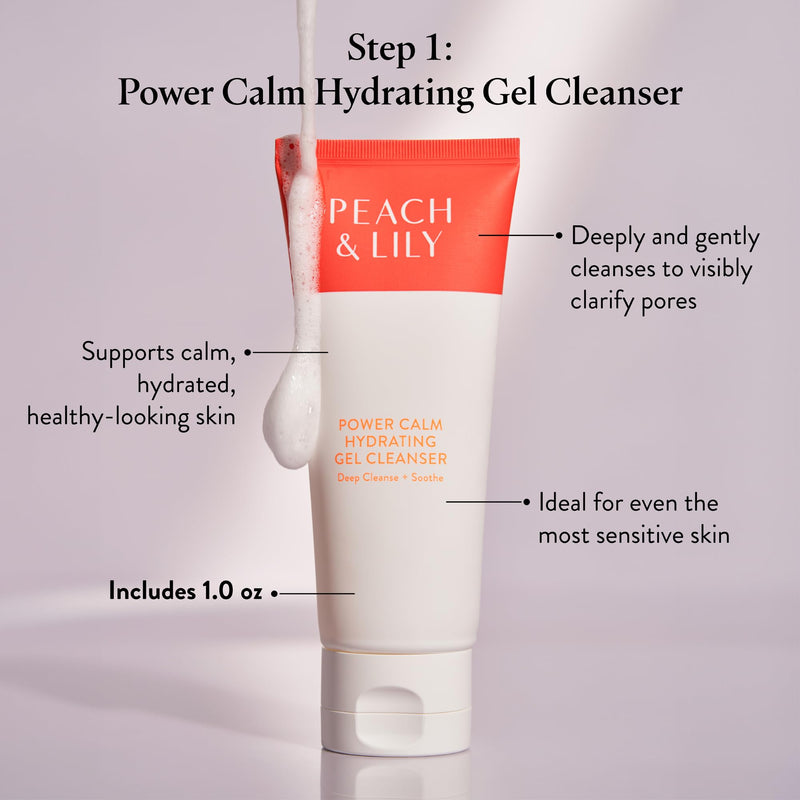 [Australia] - Peach & Lily - Glass Skin Discovery Kit (4 Products) - 1 Cleanser, 1 Essence, 1 Serum & 1 Cream - Skin Care Set - Acne Routine - Travel Essentials - Self Care - Vegan & Cruelty Free - Korean Beauty 
