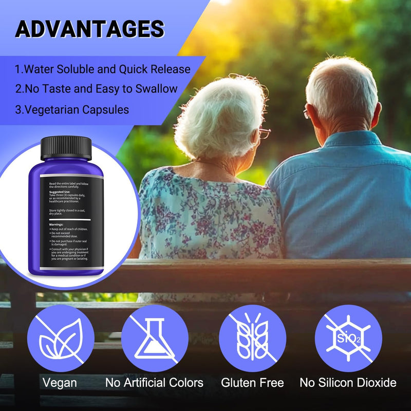 Benfotiamine 600mg Plus 20mg Vitamin B1 and Vitamin B1 500mg with Benfotiamine 20mg,120 Capsules