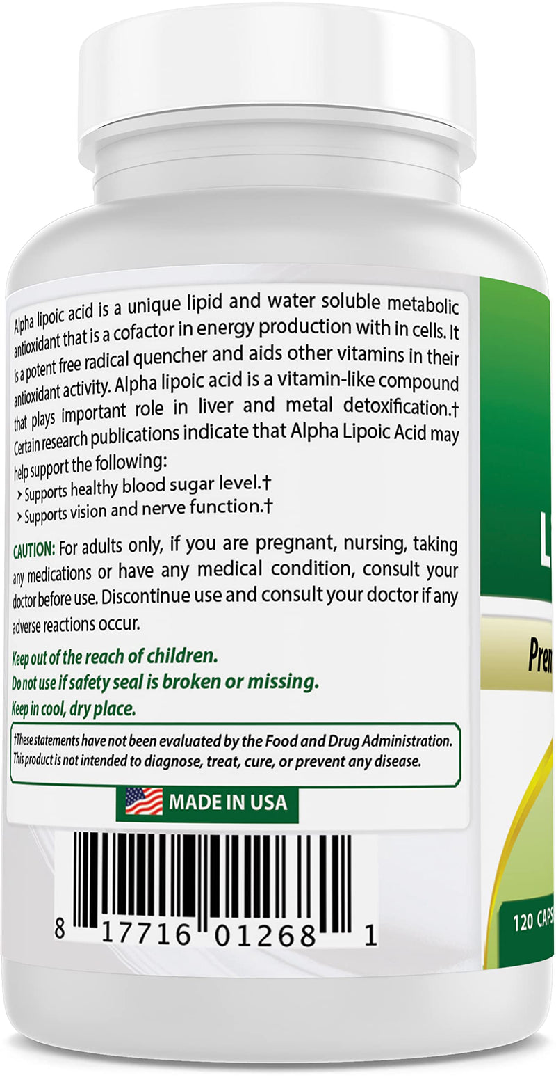 Best Naturals Alpha Liopic Acid 600 mg 120 Capsules - ALA Alpha Lipoic Acid Powerful Antioxidant (120 Count (Pack of 3))