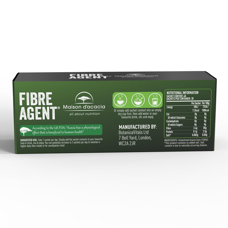 Fibre Supplement Sachets 30 Pack – Soluble Prebiotic Fibre for Gut Health & Regularity – Natural Acacia Fibre Powder – Unflavoured, No Sugar – Gentle Psyllium Husk & Inulin Alternative