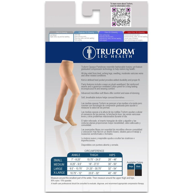 [Australia] - Truform Women's Compression Pantyhose, 20-30 mmHg, Opaque Hosiery Support Shaping Tights, Black, Medium 