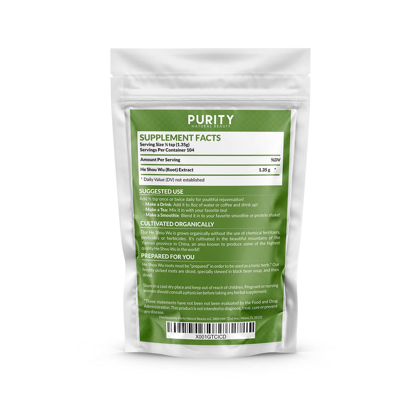 [Australia] - Certified Organic He Shou Wu - Large 5oz Bag of 30:1 Concentrated-Fo-ti - Organic Foti Extract- Fo ti He Shou Wu Organic-Plus Free Bamboo Spoon Pack of 1 - 5 Ounces 