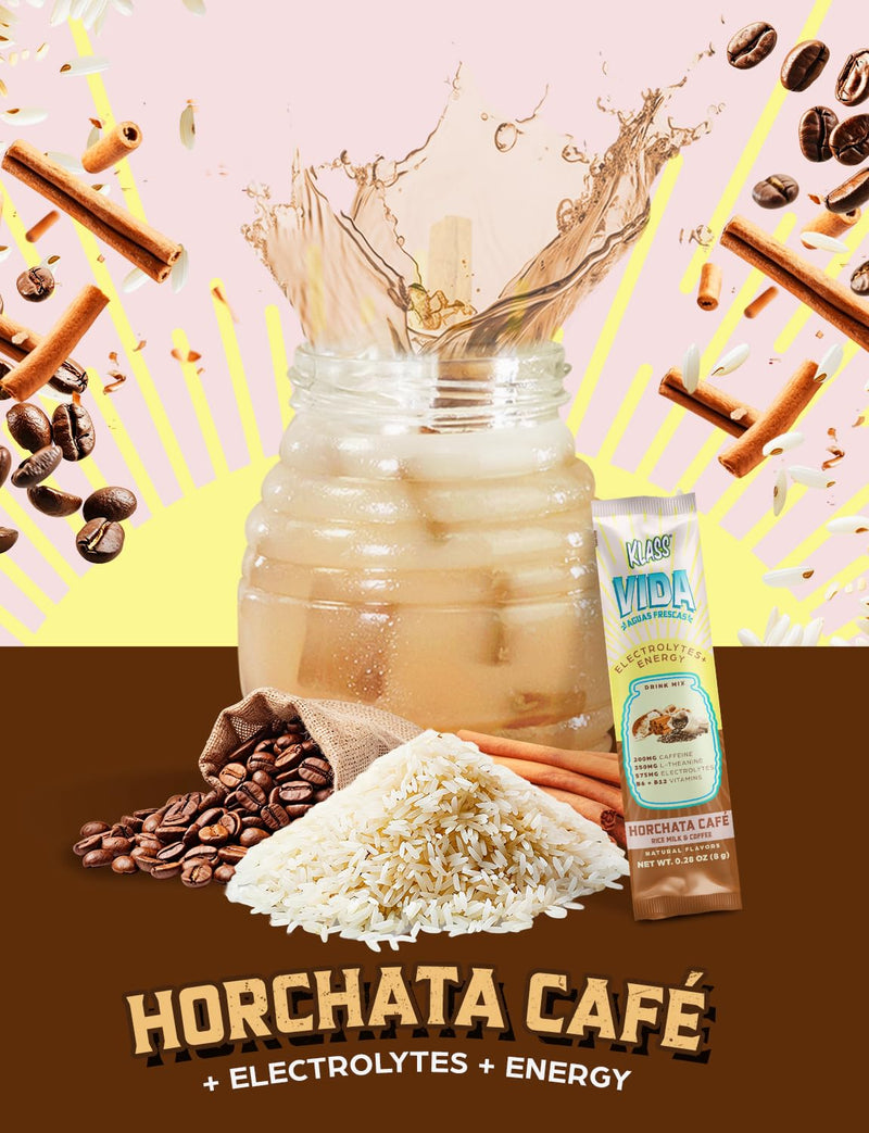 [Australia] - Hydration + Energy Electrolyte Drink Mix ‚Äì Coffee Horchata Agua Fresca Flavor | Sugar-Free Powder with Caffeine, L-Theanine, Coconut Water & Minerals | 15 Single-Serve Stick Packs Horchata Coffee 