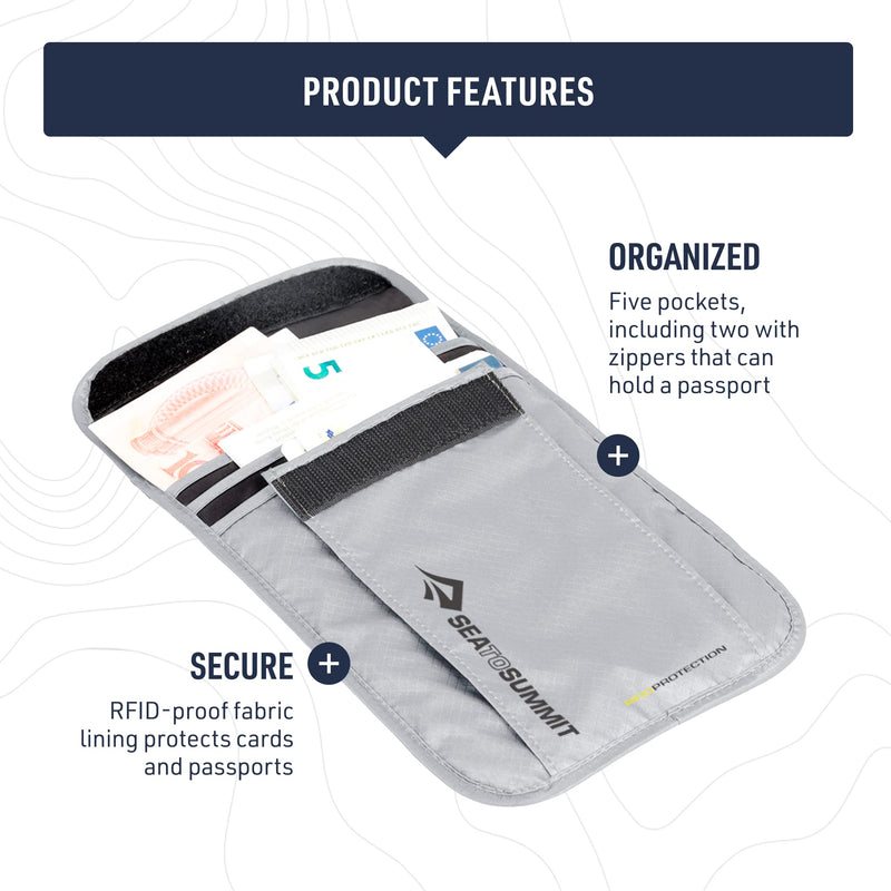 Sea to Summit Travelling Light Neck Pouch RFID High Rise Grey