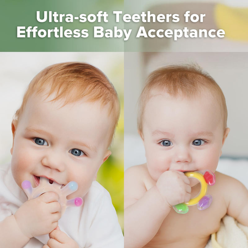 [Australia] - Haakaa Silicone Teether Combo - Baby Freezer Teething Toy - Soft Cold Teether - Soothe Teething Pain & Itching Gums - Perfect Size - Palm & Ferris Wheel Shape for 3M+ Babies BPA Free - 2 pk 